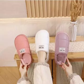 Зимние тапочки-мешки из хлопка, женские, с мягкой подошвой, плюшевые, теплые, нескользящие, с толстой подошвой, бархатные, домашние тапочки белый