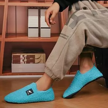 Зимние тапочки мужские парные тапочки нескользящие теплые женские и мужские тапочки мягкая домашняя обувь удобная плоская домашняя хлопковая обувь 36-37 бежевый