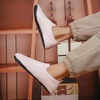 Зимние тапочки мужские парные тапочки нескользящие теплые женские и мужские тапочки мягкая домашняя обувь удобная плоская домашняя хлопковая обувь 36-37 бежевый