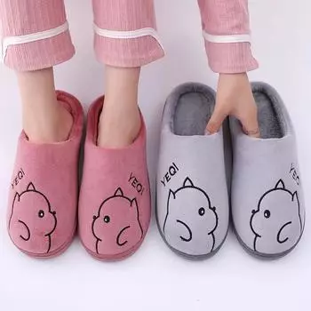 Зимние тапочки, женская хлопковая обувь, милые розовые медведи, толстые флисовые теплые мужские домашние повседневные тапочки больших размеров 38-39