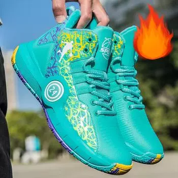 Зимние теплые баскетбольные кроссовки 36–45 лет, детская спортивная обувь, обувь для родителей и детей 36 чёрный