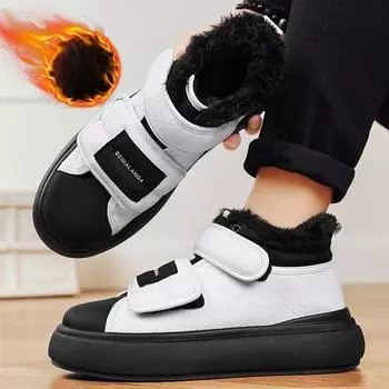 Зимние теплые ботинки для мужчин, легкие ботильоны, нескользящие короткие ботинки с меховой подкладкой, мужские плюшевые спортивные ботинки для походов и ходьбы с флисовой подкладкой 39