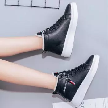 Зимние теплые ботинки для снега 2024 года, женская плюшевая зимняя женская обувь из искусственной кожи, спортивная обувь, плоская обувь, женская обувь на шнуровке, короткие ботинки Zapatos 35 чёрный