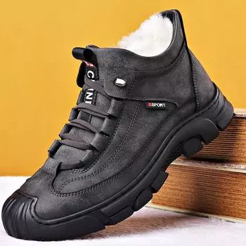 Зимние теплые ботинки для снега 2024 года, новые зимние ботинки для активного отдыха, бархатные теплые мужские повседневные нескользящие износостойкие высокие ботинки для пап из хлопка 38