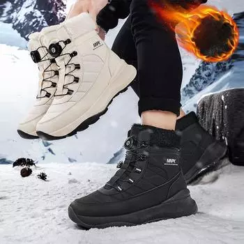 Зимние теплые ботинки для снега для мужчин, водонепроницаемые короткие ботинки, мужские ботинки с подкладкой из искусственного меха, противоскользящие, на шнуровке, для прогулок на открытом воздухе, для походов и треккинга 39 чёрный