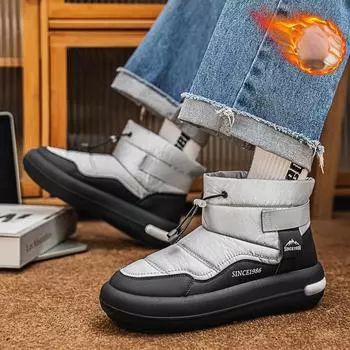 Зимние теплые ботинки для снега для мужчин, водонепроницаемые ботинки по щиколотку, нескользящие короткие ботинки с меховой подкладкой, легкие мужские ботинки для активного отдыха на открытом воздухе, походные ботинки 39