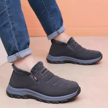 Зимние теплые ботинки для снега для мужчин, водонепроницаемые, нескользящие, короткие ботинки с подкладкой из искусственного меха, удобные мужские рабочие кроссовки, прогулочные мокасины 38 чёрный