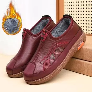 Зимние теплые ботинки для женщин, нескользящие мокасины, водонепроницаемые полусапожки с подкладкой из искусственного меха, удобные женские короткие ботинки для ходьбы 35