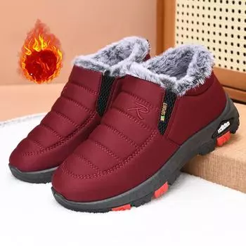Зимние теплые ботинки для женщин, водонепроницаемые короткие ботинки, мокасины с подкладкой из искусственного меха, женские удобные нескользящие кроссовки для ходьбы на открытом воздухе 35