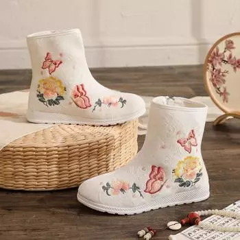Зимние теплые ботинки женские повседневные нескользящие плюшевые зимние ботинки с подкладкой из флиса с боковой молнией женские вышитые короткие ботинки с подкладкой из искусственного меха 40