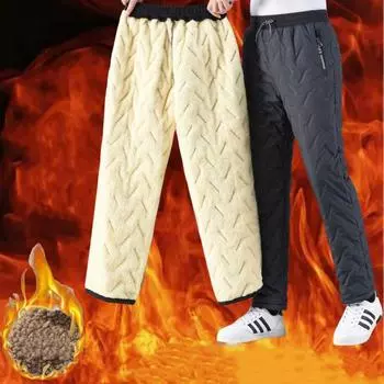 Зимние теплые брюки из овечьей шерсти, утолщенные, мужские, свободные, флисовые, повседневные, длинные, ветрозащитные, водонепроницаемые, термобрюки 7XL