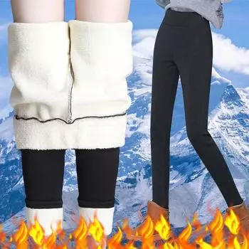 Зимние теплые брюки, женские толстые флисовые леггинсы длиной до щиколотки, эластичные леггинсы с высокой талией для женщин S темно-синий