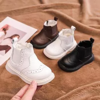 Зимние теплые детские хлопковые ботинки одинарные туфли 15 белый