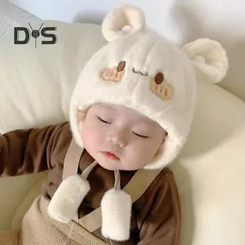 Зимние теплые детские шапки, шапка-ушанка для малышей с мягкими подушечками, унисекс, детская снежная шапка, флисовая теплая шапка с подгибкой для новорожденных синий