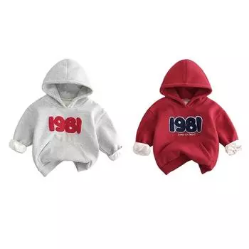 Зимние теплые детские толстовки из флиса, модные толстовки для мальчиков, топы с вышивкой букв для маленьких девочек, одежда 100