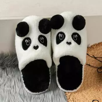 Зимние теплые домашние тапочки Panda Non Slip Plush Home on Shoes Домашняя обувь Зимняя обувь для женщин 36-37 серый