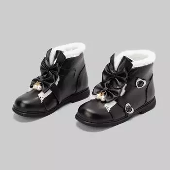Зимние теплые флисовые меховые милые туфли в стиле Лолиты с бантом женские ботильоны для косплея Kawaii Princess Platform Girl Botas Plus Size 42 43 6