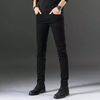 Зимние теплые флисовые мужские джинсы, толстые эластичные джинсовые джинсы, прямые брюки, хлопковые брюки, мужские 27