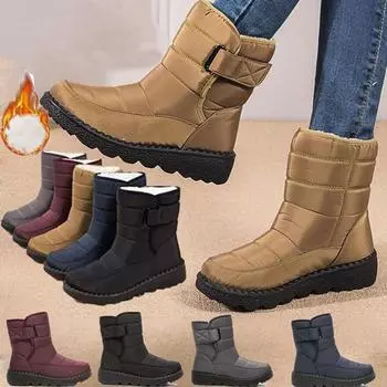 Зимние теплые хлопковые ботинки для женщин, водонепроницаемые, нескользящие, для улицы, для снегоступов, удобная обувь 36 красный