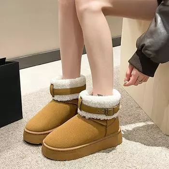 Зимние теплые хлопковые сапоги на толстой подошве из флиса для женщин 36 чёрный