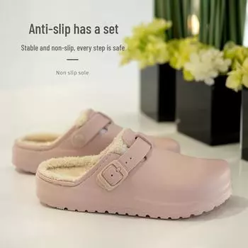 Зимние теплые хлопковые тапочки - бесшумные, простые, модные домашние тапочки для пар 38 чёрный