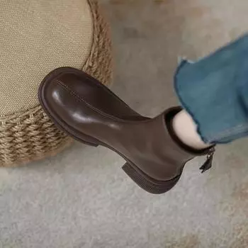 Зимние теплые хлопковые женские ботильоны модные короткие ботильоны с застежкой-молнией сзади квадратные ботильоны на низком каблуке Botas De Mujer 35