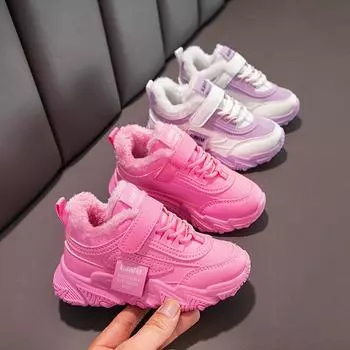 Зимние теплые и модные хлопковые ботинки для спорта и отдыха для девочек, 26-37 26 фиолетовый