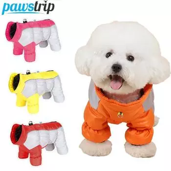 Зимние теплые комбинезоны для собак, водонепроницаемая куртка для домашних животных, светоотражающее пальто для маленьких и средних собак, одежда для чихуахуа и йорков S красный