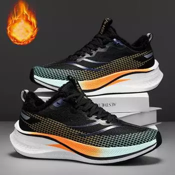 Зимние теплые кроссовки для бега мужские и женские плюшевые кроссовки для активного отдыха повседневная спортивная обувь модная обувь для пар 34 чёрный