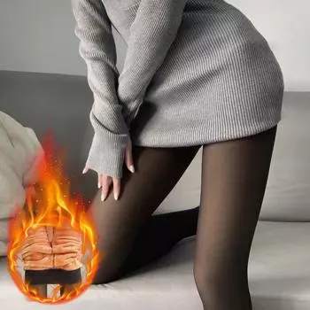 Зимние теплые леггинсы женские сексуальные тонкие полупрозрачные колготки эластичные леггинсы с высокой талией трусики-носки толстые эластичные термолеггинсы 200g(40-70kg) чёрный