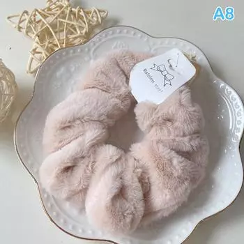 Зимние теплые мягкие резинки для волос для женщин и девочек, симпатичная плюшевая эластичная резинка для волос, разноцветная резинка для волос, аксессуары для волос