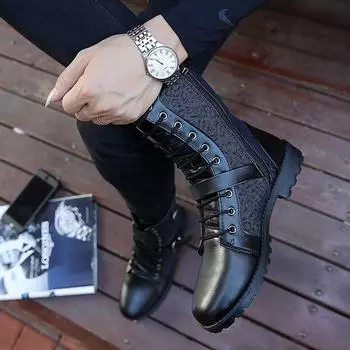 Зимние теплые мужские туфли на платформе в британском стиле, мужские ботинки с высоким вырезом, популярные в рекламной акции, нескользящие, модные, повседневные, предложение, новинка 39