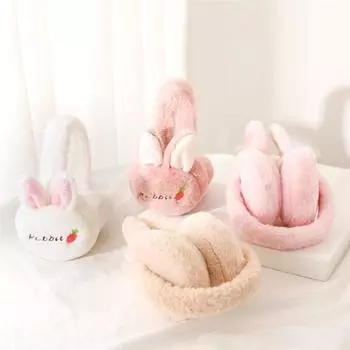 Зимние теплые наушники в форме мультяшного кролика, милые плюшевые наушники для женщин, девочек, детей, наушники-вкладыши, твердые, милые, теплые, с ушной раковиной