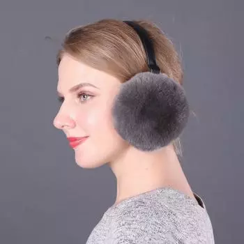 Зимние теплые наушники, женские наушники, мягкие модные наушники-мешки, мужские и женские теплые наушники из меха кролика Рекс, надеваемые сзади Average size