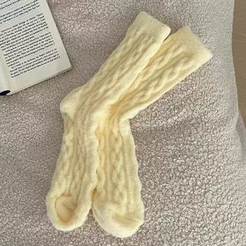 Зимние теплые носки из кораллового флиса для женщин и мужчин, сплошные свободные спальные носки, бархатные домашние пушистые чулки, утолщенные термоноски Calcetines