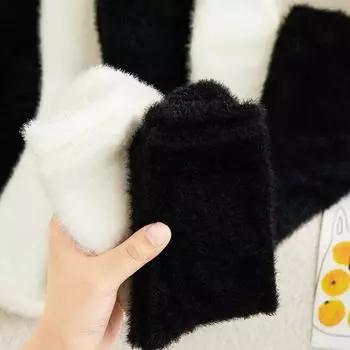 Зимние теплые носки, женские утепленные белые носки, милые носки Kawaii Y2k для девочек, школьные носки в консервативном стиле, Харадзюку One Size белый