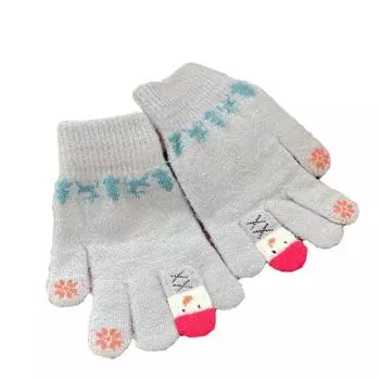 Зимние теплые перчатки для женщин плюшевые мультяшные милые рождественские снеговики пятипалые сенсорные экраны для студентов вязание one size fits all