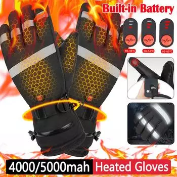 Зимние теплые перчатки с подогревом для мотоспорта, электрические термоперчатки, водонепроницаемые перчатки с подогревом и возможностью подзарядки для катания на лыжах, охоты, рыбалки розовый