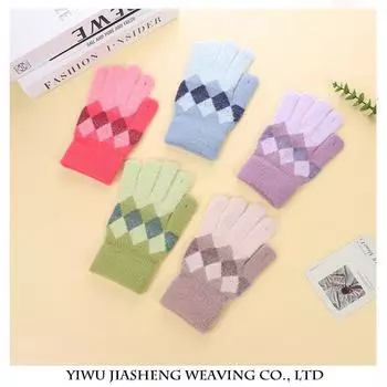 Зимние теплые перчатки с ромбовидной клеткой контрастного цвета для студентов и пар в корейском стиле, модная вязаная имитация кашемира average size