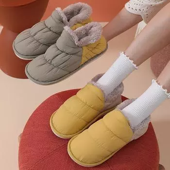 Зимние теплые плюшевые тапочки для мужчин и женщин, хлопковая обувь на пуху, домашние непромокаемые тканевые тапочки, большой размер 48, лучшие домашние тапочки унисекс 36 оранжевый