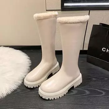 Зимние теплые плюшевые женские зимние ботинки на толстой подошве для отдыха на открытом воздухе 2024 года, горячая распродажа, водонепроницаемые повседневные удобные женские ботинки на среднем каблуке 35