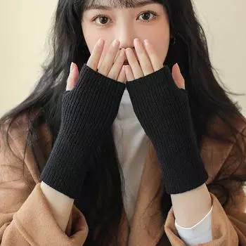 Зимние теплые полупальцевые вязаные перчатки модные универсальные клавиатуры интернет знаменитости мужские и женские вязаные рубашки рукава