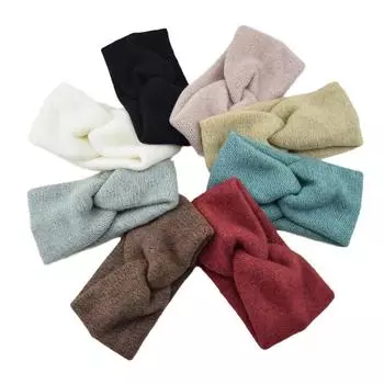 Зимние теплые повязки на голову с перекрестным узлом для женщин, вязаные резинки, тюрбан, шерстяная повязка на голову, аксессуары для волос