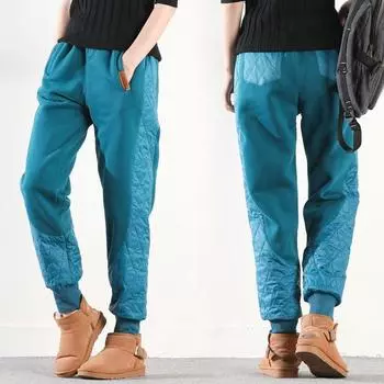 Зимние теплые пуховые хлопковые брюки, женская модная верхняя одежда, свободные шаровары, женские утепленные ветрозащитные женские брюки S бежевый