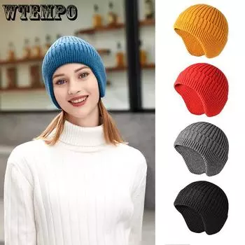 Зимние теплые шапки, шапка-бини для мужчин и женщин, мягкая, теплая, унисекс, мешковатая, ушанка One Size красный