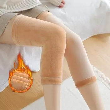 Зимние теплые термонаколенники, эластичные вязаные плюшевые наколенники, защита для зимней езды на велосипеде на открытом воздухе S абрикосовый