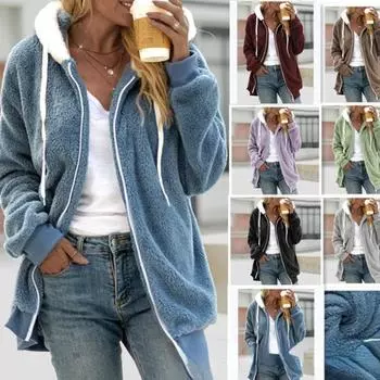 Зимние теплые толстовки с капюшоном, женские толстовки на молнии, стиль Харадзюку, уличная одежда с длинными рукавами, модная женская толстовка с капюшоном Mujer