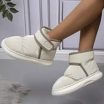 Зимние теплые утолщенные плюшевые водонепроницаемые зимние ботинки женские нескользящие толстые ботинки с хлопковой подкладкой ботильоны женская обувь для активного отдыха 2024 36-37(fit 35-36) бежевый