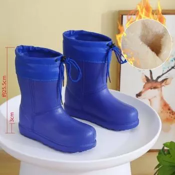 Зимние теплые водонепроницаемые ботинки для отдыха на природе, женские и мужские, короткие ботинки, нескользящие, с плоским дном, средней высоты, утолщенные, из бархата и хлопка. 36