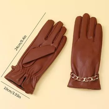 Зимние теплые водонепроницаемые кожаные перчатки из ПУ с бархатной подкладкой, ветрозащитные велосипедные перчатки, простые женские перчатки с сенсорным экраном